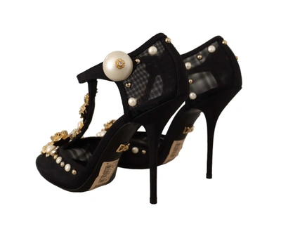 Shop Dolce & Gabbana Faux Ivory Crystal Vally Heels Sandals Women's Shoes In Black