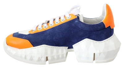 Shop Jimmy Choo Diamond  Leather Women's Sneaker In Blue