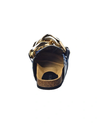 Shop Jw Anderson Chain Canvas & Leather Mule In Blue