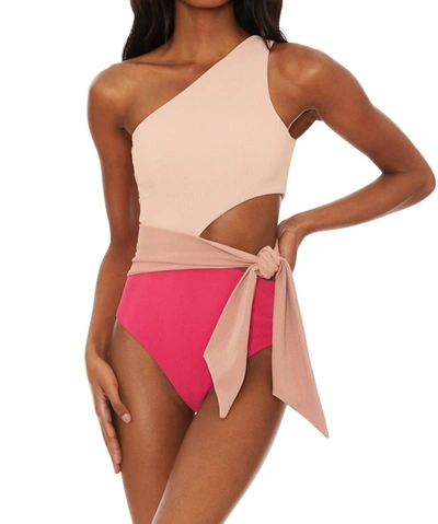Shop Beach Riot Carlie One Piece In Rouge Color Block In Multi