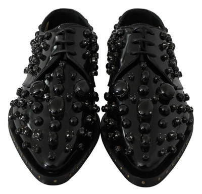 Shop Dolce & Gabbana Leather Crystals Dress Broque Women's Shoes In Black