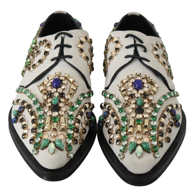 Shop Dolce & Gabbana Suede Crystal Dress Broque Women's Shoes In White
