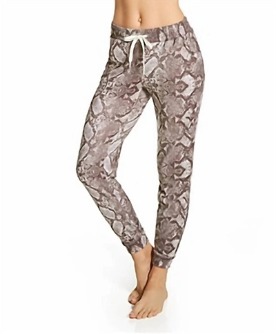 Pj Salvage Snake Bite Feather Knit Jogger In Cocoa In Brown