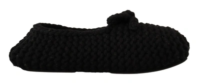 Shop Dolce & Gabbana Slip On Ballerina Flats Wool Knit Women's Shoes In Black
