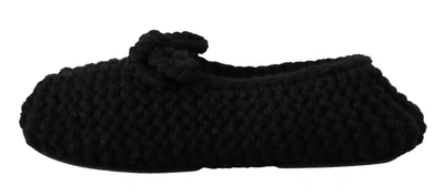 Shop Dolce & Gabbana Slip On Ballerina Flats Wool Knit Women's Shoes In Black