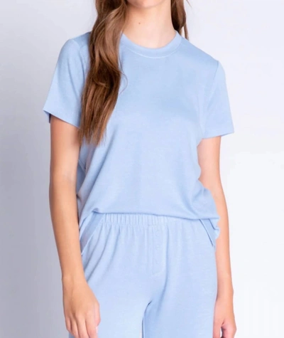 Pj Salvage Reloved Lounge Short Sleeve Top In Ice Blue