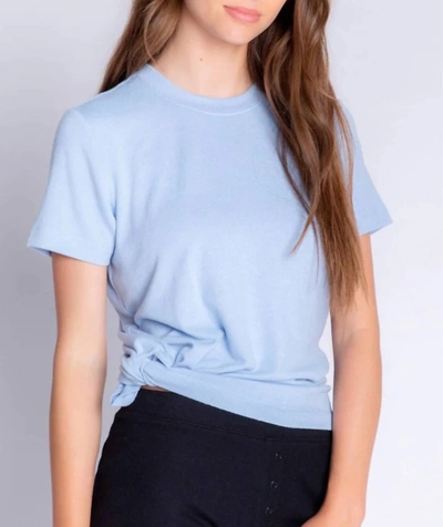 Pj Salvage Reloved Lounge Short Sleeve Top In Ice Blue