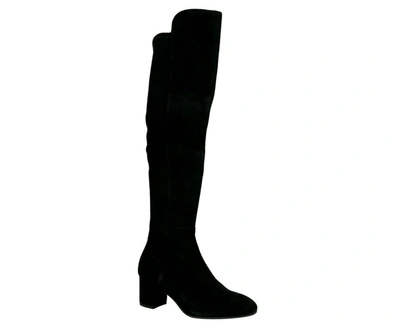Stuart Weitzman Women's Suede With Elastic Back Heel Knee High Boot In Black