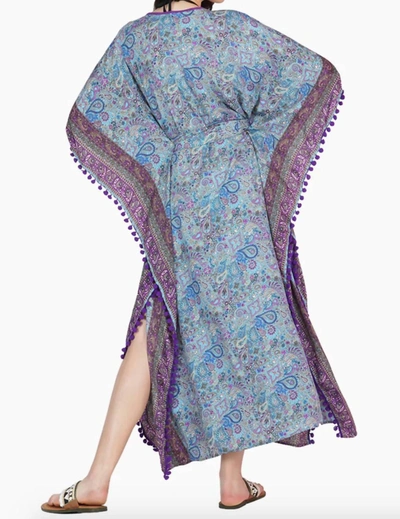 America & Beyond Ana Maxi Kimono Cover Up In Blue Multi