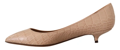Shop Dolce & Gabbana Leather Kitten Heels Pumps Women's Shoes In Beige