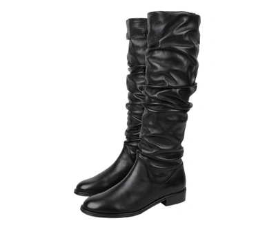 Stuart Weitzman Womens Flatscrunchy Black Nappa Leather Knee High Boots In Black