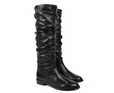 Stuart Weitzman Womens Flatscrunchy Black Nappa Leather Knee High Boots In Black