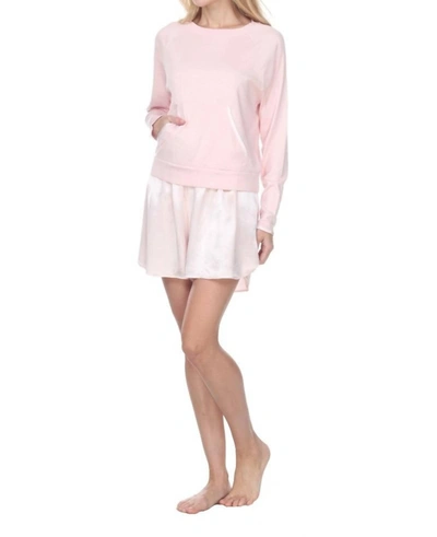 Shop Pj Harlow Becca Long Sleeve Semi Crop Sweatshirt In Blush In Pink