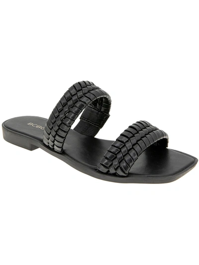 Shop Bcbgeneration Lara Womens Faux Leather Braided Slide Sandals In Black