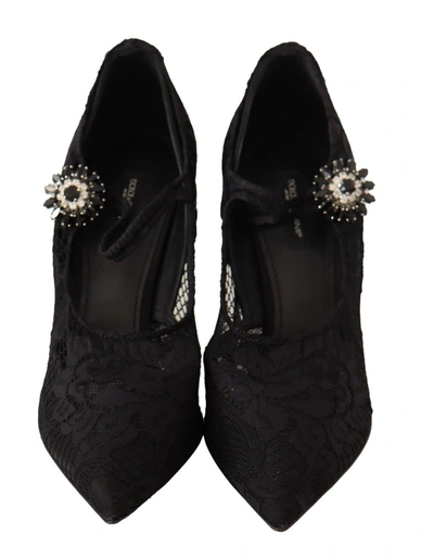 Shop Dolce & Gabbana Lace Crystals Heels Mary Jane Pumps Women's Shoes In Black