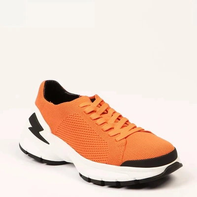 Shop Neil Barrett Textile And Leather Men's Sneaker In Orange