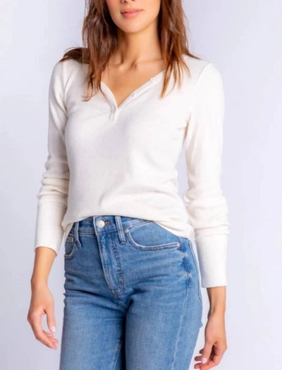 Pj Salvage Textured Essentials Ribbed Knit Lounge Top In White