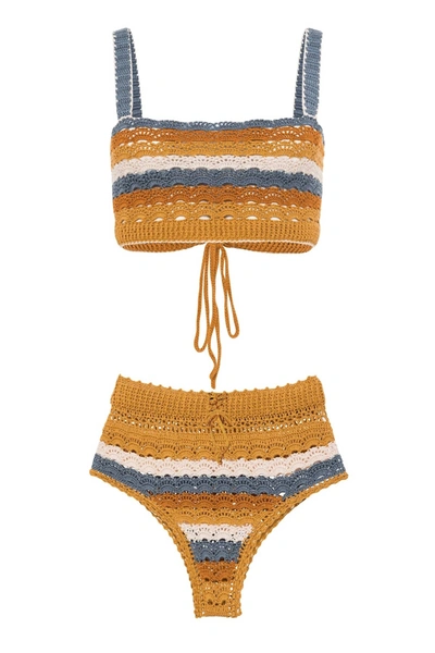 Carolina K Crochet Bikini Set In Mustard Yellow In Multi