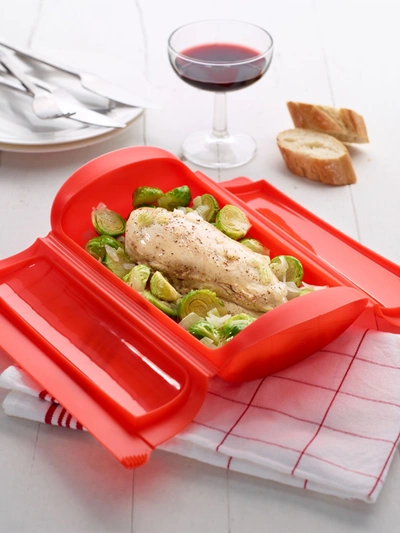 Lekue Steam Case For 1-2 People, Microwave And Oven Safe, Red In Red