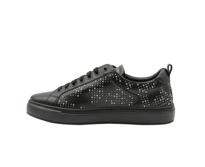 Shop Mcm Men's Leather  Studded Low Top Sneakers In Black