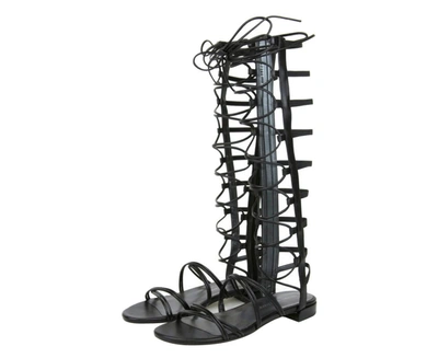 Stuart Weitzman Women's Sparta Leather Gladiator Boots In Black