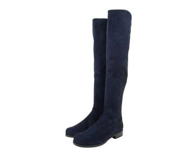 Shop Stuart Weitzman Women's Nice Suede With Elastic Back Knee Boot In Blue