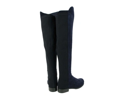 Shop Stuart Weitzman Women's Nice Suede With Elastic Back Knee Boot In Blue