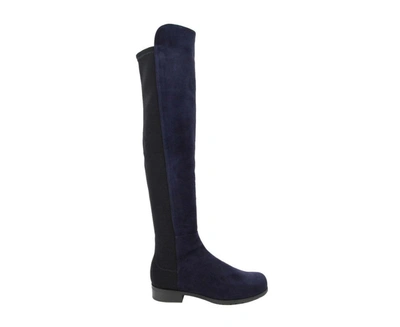 Shop Stuart Weitzman Women's Nice Suede With Elastic Back Knee Boot In Blue