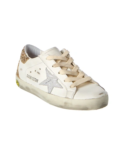 Shop Golden Goose Superstar Leather & Glitter Sneaker In White