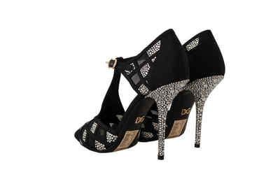 Shop Dolce & Gabbana Crystals T-strap Heels Pumps Women's Shoes In Black