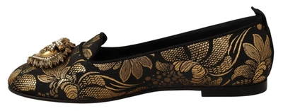 Shop Dolce & Gabbana Amore Heart Loafers Flats Women's Shoes In Gold