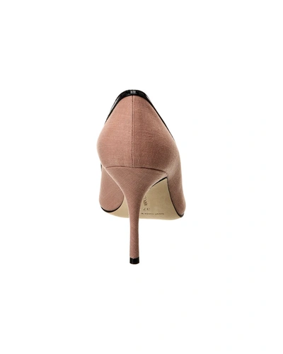 Manolo Blahnik Tuberian 90 Linen & Leather Pump In Brown