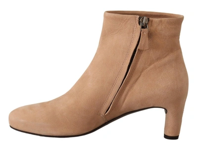 Shop Del Carlo Suede Leather Mid Heels Pumps Boots Women's Shoes In Beige