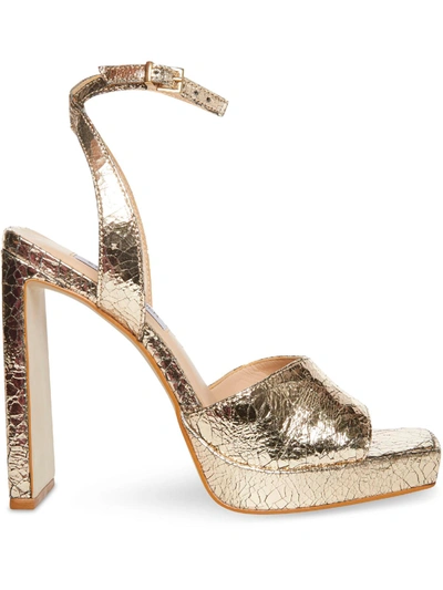 Shop Steve Madden Propel Womens Leather Open Toe Heel Sandals In Gold