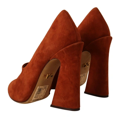 Shop Dolce & Gabbana Suede Leather Block Heels Pumps Women's Shoes In Brown