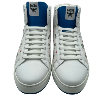 Shop Mcm Men's Leather Rainbow Spectrum Hi Top Sneaker In White