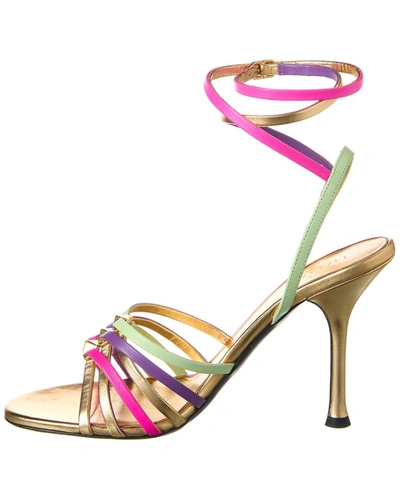 Valentino Rockstud Strappy Multi Ankle-wrap Sandals In Multi