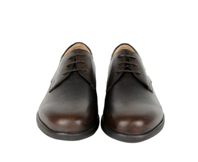 Shop Ferragamo Men's Pebble Leather Oxford Shoes In Brown