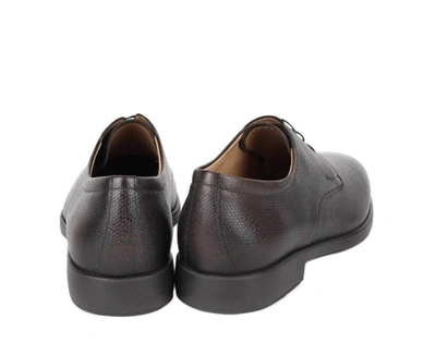 Shop Ferragamo Men's Pebble Leather Oxford Shoes In Brown