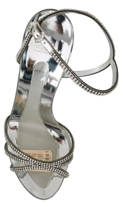 Shop Dolce & Gabbana Crystal Ankle Strap Sandals Women's Shoes In Silver