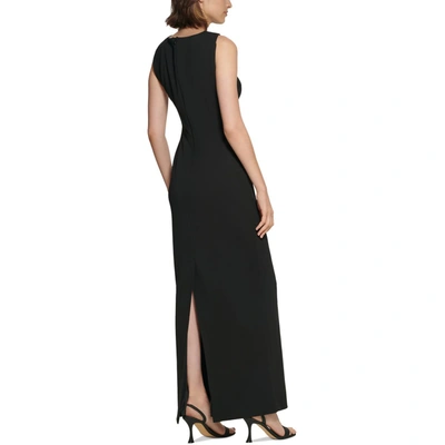 Shop Calvin Klein Womens Knot-front Maxi Evening Dress In Black