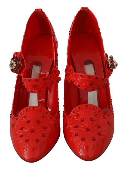 Shop Dolce & Gabbana Floral Crystal Cinderella Heels Women's Shoes In Red