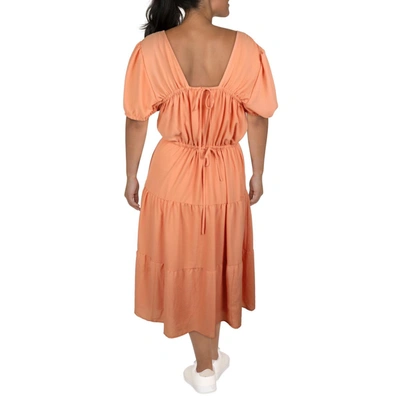 Shop Black Tape Womens Textured Mid Calf Midi Dress In Orange