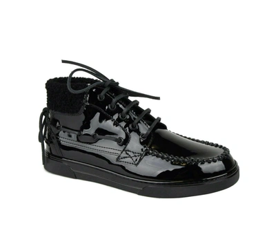 Shop Saint Laurent Men's Patent Leather Hi Top Sneakers In Black