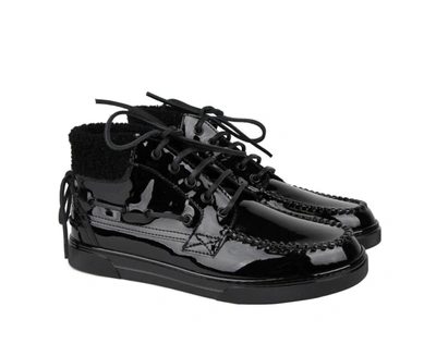 Shop Saint Laurent Men's Patent Leather Hi Top Sneakers In Black