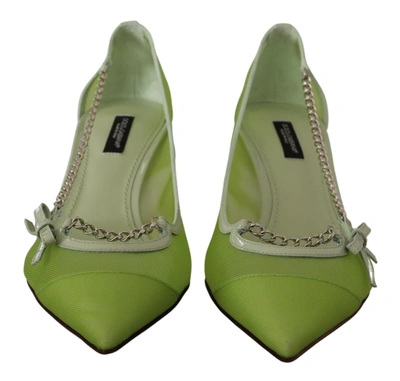 Shop Dolce & Gabbana Mesh Leather Chains Heels Pumps Women's Shoes In Green