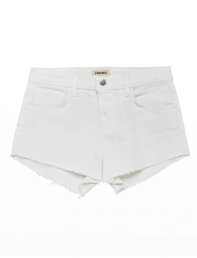 Shop L Agence Audrey Cut Off Jean Shorts In White
