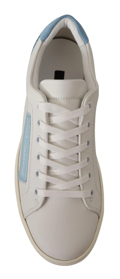 Shop Dolce & Gabbana Blue Leather Low Top Sneakers Women's Shoes In White