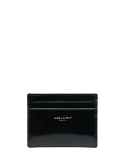 Shop Saint Laurent Paris Leather Cardholder In Schwarz