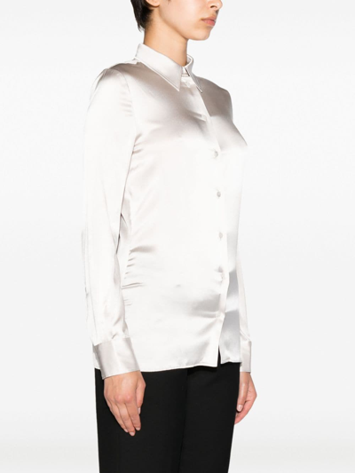 Shop Tom Ford Long-sleeved Silk-satin Shirt In Grau